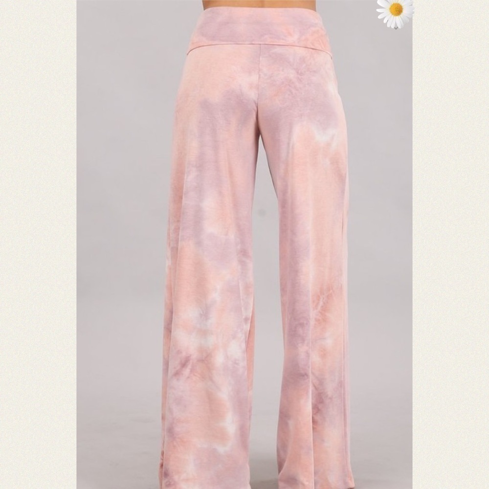 New Color! Lilac Mauve Multi Tie Dye Palazzo Pants - Picture 2 of 4